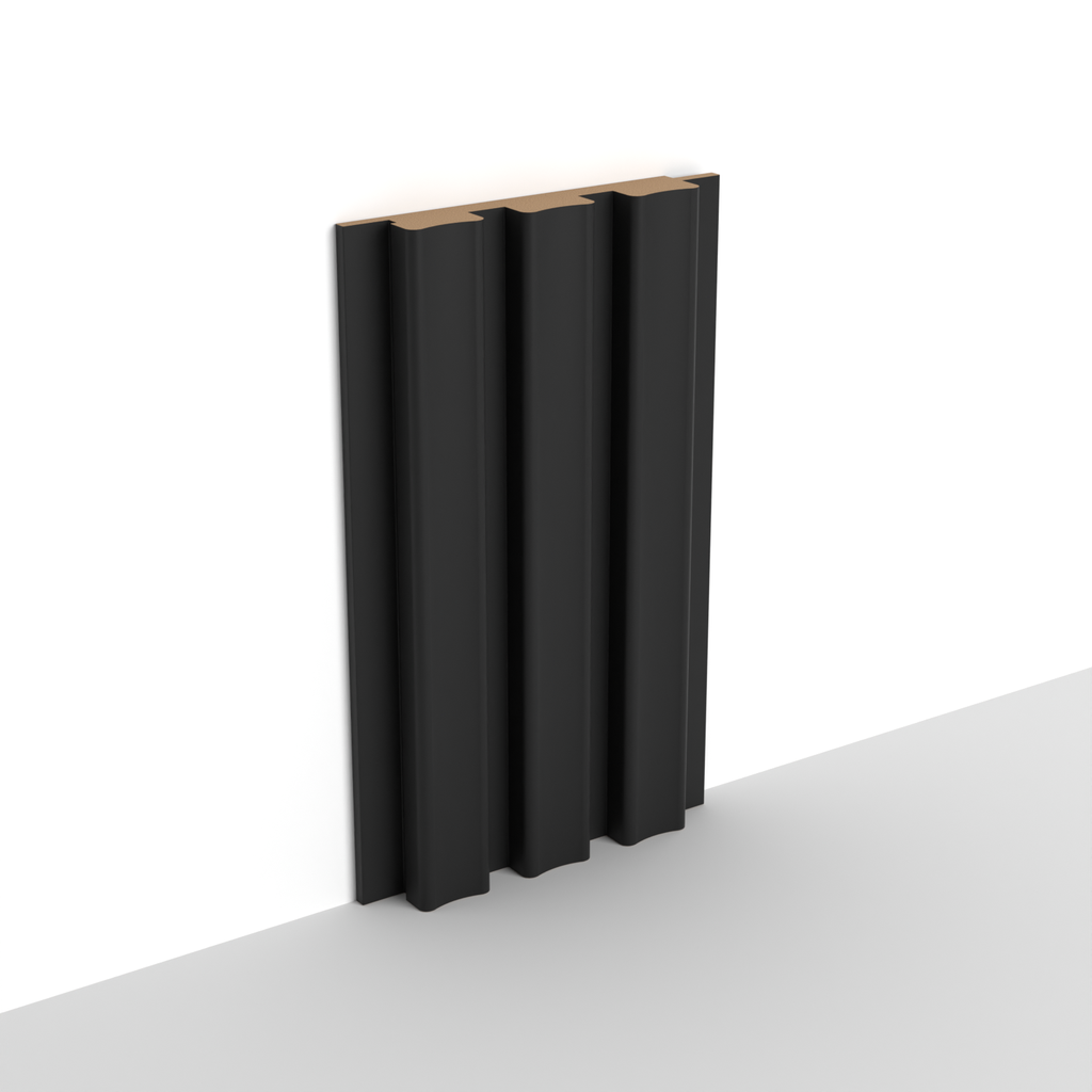 MDF - WP04 - Wall Panel - 18 mm - 12.6 x 280 cm - Y76 MATTE BLACK